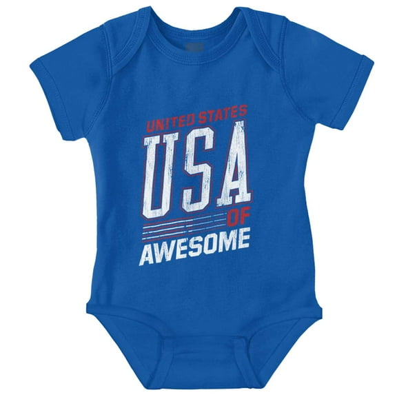 United States of Awesome Patriotic Romper Boys or Girls Infant Baby Brisco Brands 6M