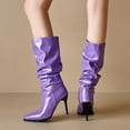 thumbnail image 2 of UngA Women'S Cowboy Boots Girl Women's Dicee Kitten Heel Knee High Boots Purple,5.5, 2 of 7