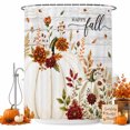 thumbnail image 2 of White Pumpkins Fall Shower Curtains for Bathroom, Thanksgiving Floral Botanical Grey Wood Waterproof Fabric Shower Curtain, Decorative Bathroom Curtain for Bathtub, 72"x84", No Hooks Included, 2 of 9