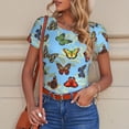 thumbnail image 4 of Rateoe Multicolored Butterflies Printed Women Rash Guard Short Sleeve,Tummy control Swimsuit Surfing Swimsuit Bathing Suit Short-sleeved Onesie UPF 50+, 4 of 6