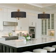 thumbnail image 3 of Kira Home Alondra 20" Drum Gold Chandelier, Black Linen Shade, Farmhouse Hanging Light, Black Drum Shade, Warm Brass, 3 of 8
