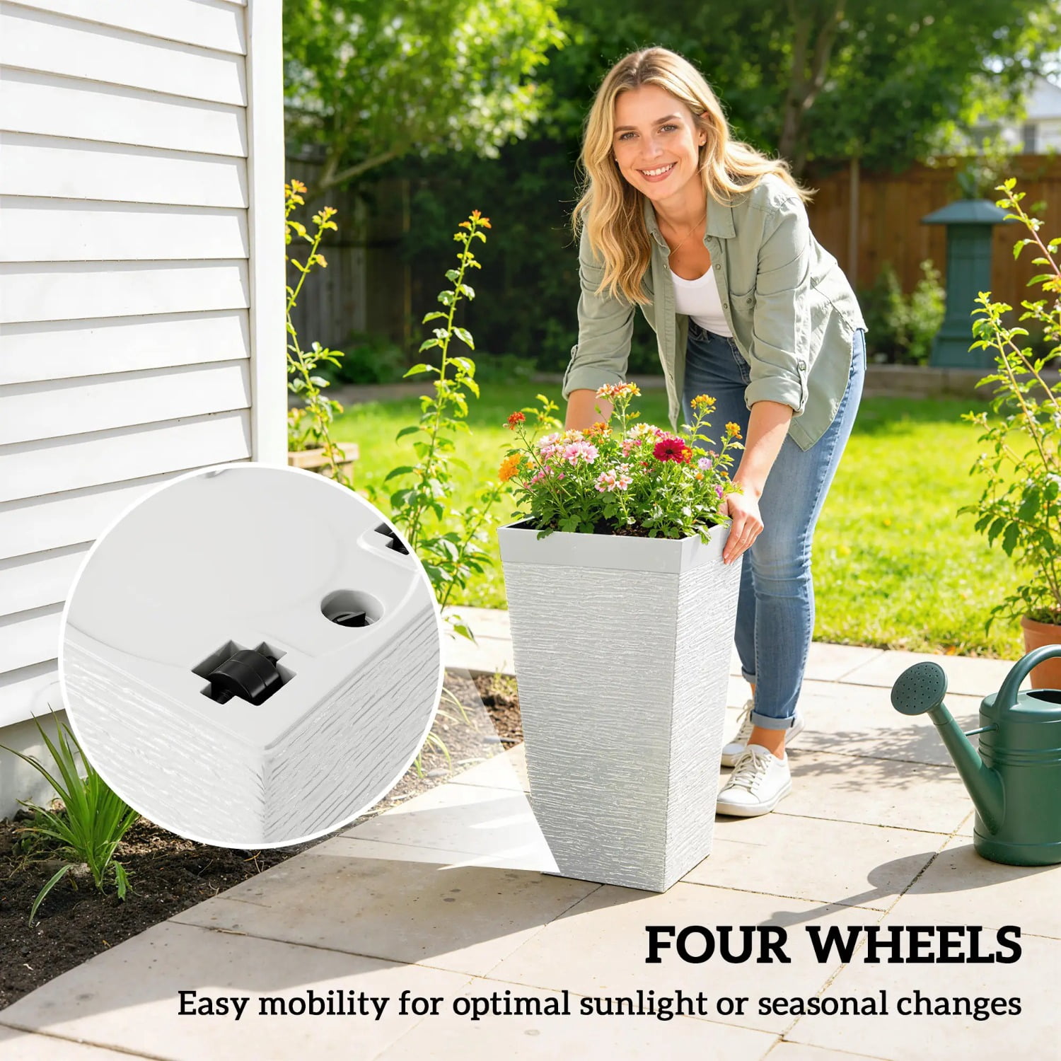 Set of 3 Plastic Flower Pots