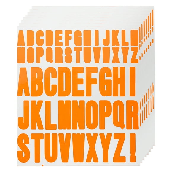 Uxcell 9.1 x 7.7 pulgadas 8 hojas calcomanías de letras letras de vinilo para calcomanía interior exterior naranja