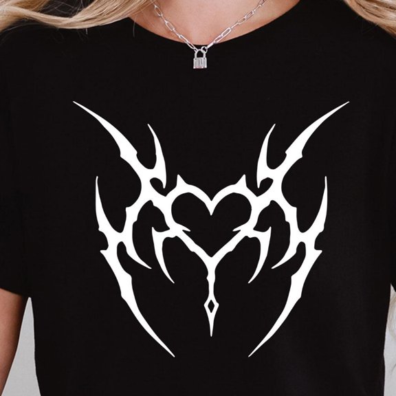 Gothic Tribal Heart Tshirt Creepy Shirt Skeleton Hand Shirt Gothic Tshirt Skeleton Heart S