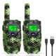 thumbnail image 1 of Walkie Talkie para niños con camuflaje verde, juguete para niños de 3 a 12 años, recargable, pantalla LCD de 8 canales y linterna, dos radios, alcance máximo de 4 kilómetros, 1 of 5