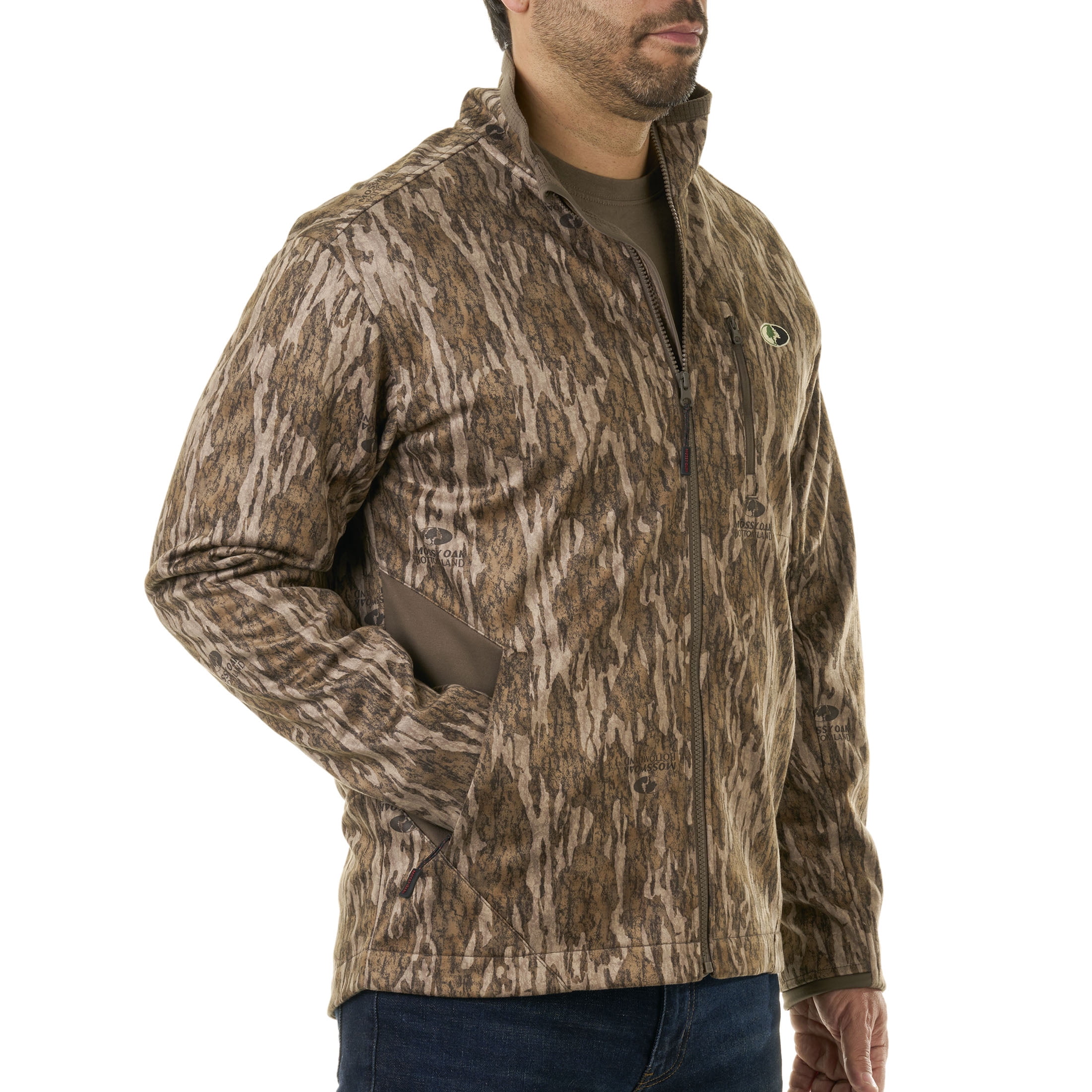 Mossy Oak Chill Cutter Men's Softshell Hunting Jacket, Mossy Oak Bottomland, Size 2XL