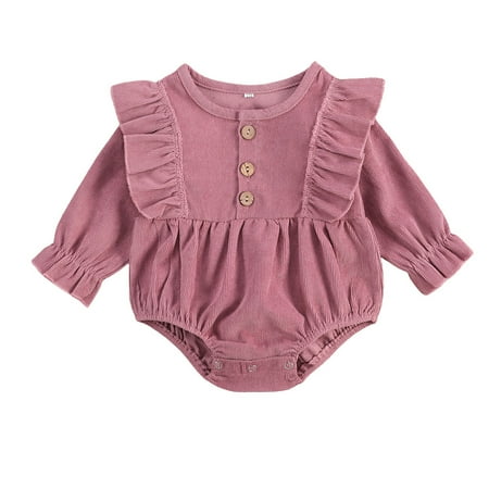 

Baby Romper Solid Color Round Neck Long Sleeve Bodysuit Jumpsuit for Kids Yellow/Green/Apricot/Purple