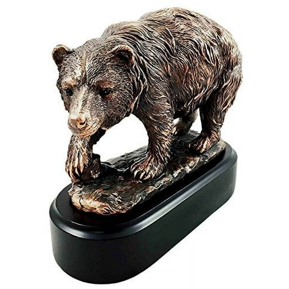 Wall Street Stock Market Grizzly Bear On The Hunt Bronze Electroplated Figurine