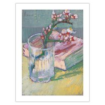 Blossoming Almond Branch in a Glass with a Book - From an Original Color Painting by Vincent van Gogh c.1888 - Bamboo Fine Art 290gsm Paper (Unframed) 12x16in