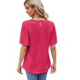 thumbnail image 3 of Womens Tops 2025 Fashion Bell Sleeve Casual T Shirts Summer Crewneck Basic Tee Cute Blouses Rose Red XXL, 3 of 7