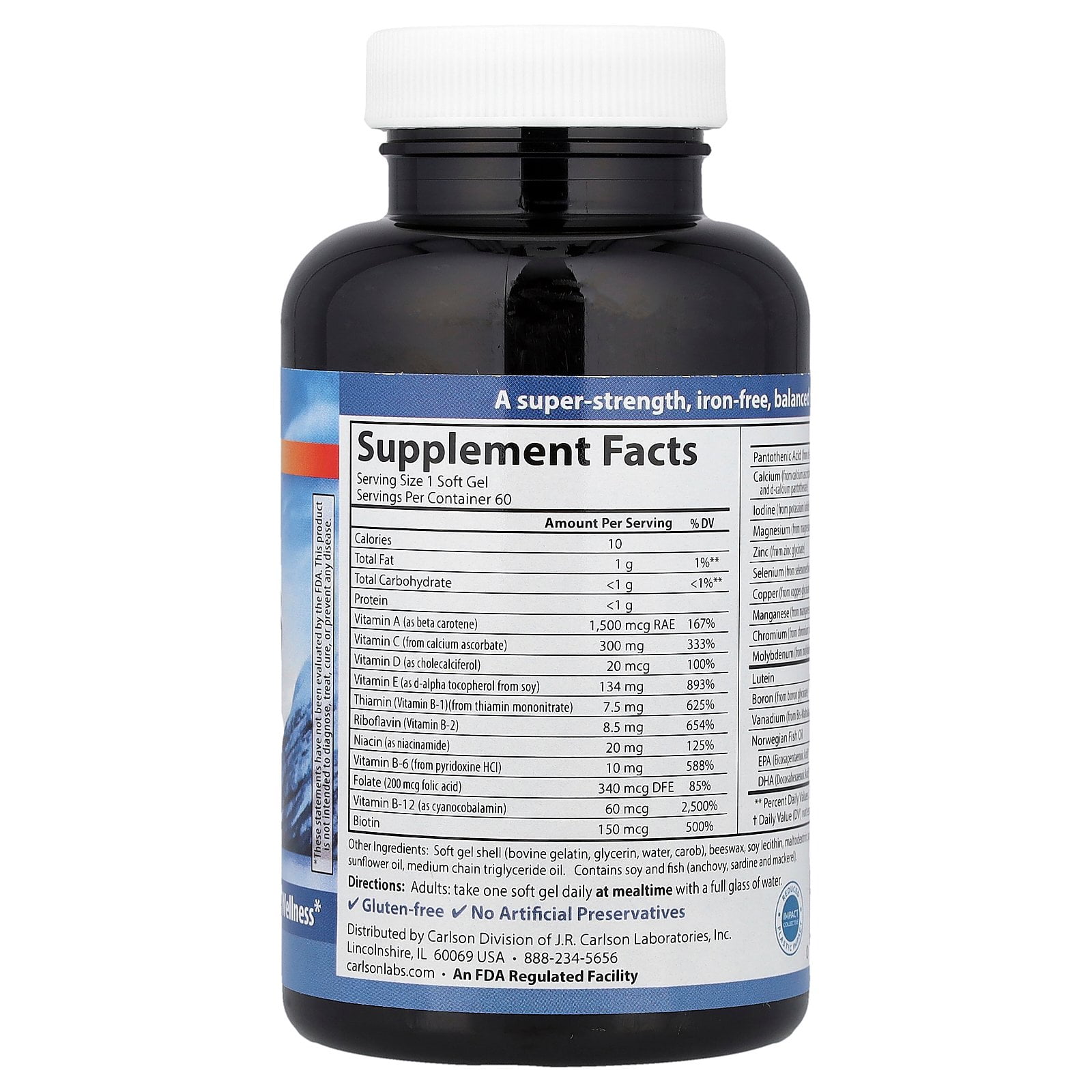 Carlson Multi + Omega-3, 60 Soft Gels