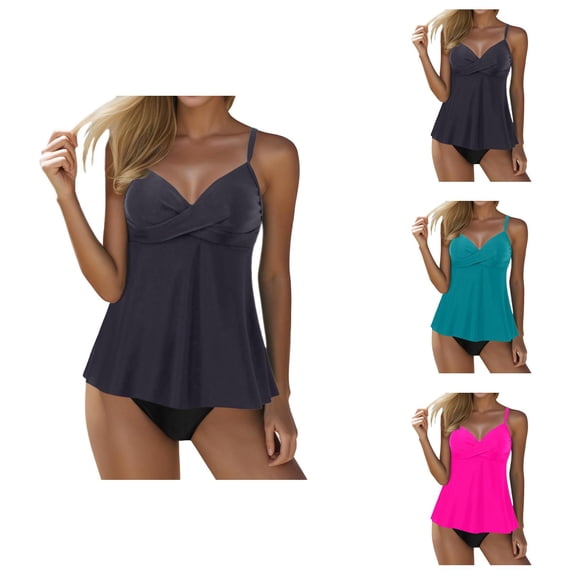 Tankini Tops for Women Twist V Neck Flowy Bathing Suit Top Swimsuit Tops Swimwear