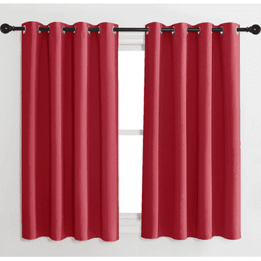 63" - 2 Piece Solid Red Blackout Window Curtain Panel Set