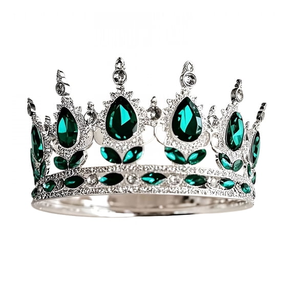 DESIGNICE Queen Crown Rhinestone Wedding Crowns and Tiaras for Women Costume Party Hair Accessories Princess Birthday Crown Crystal Bridal Crown, F-Green