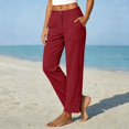 thumbnail image 5 of IMENGL Women's Wide Leg Pants Soft High Waist Elasitc Straight Linen with Pockets Trousers Loose Casual Cropped Pant for Womens,M-XXXL, 5 of 7