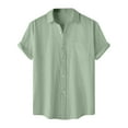 thumbnail image 2 of pstuiky Camisas de manga corta para hombre, Camisa informal de manga corta con cuello vuelto y cuello redondo de color liso para hombre ropa de hombre s, 2 of 9