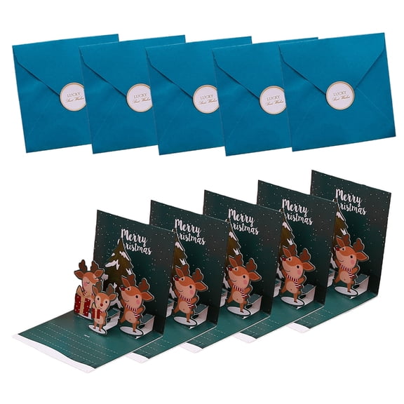 10Pcs 3D Christmas Card with Envelope Seal Labels, Holiday Greeting Card 4.3''