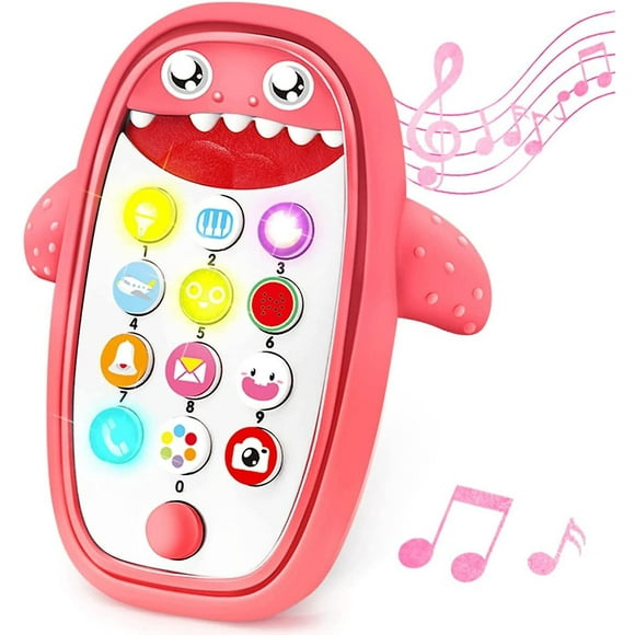Mobile Phone Toy With Removable Teething Box, Glow, Music And Adjustable Volume (red)