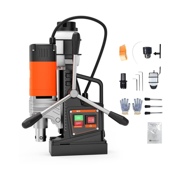 QinaQin Magnetic Drill Press, High-Torque Portable Drill Press, Ergonomic Handle and Titanium Alloy Guide Rails, Suitable for Industrial and Home Metalworking