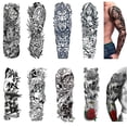 thumbnail image 2 of Temporary Tattoo Sleeves 8 Sheets Large Fake Black Full Arm Tattoo Stickers, 2 of 5