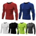 thumbnail image 4 of EFINNY 1Pc Men's Quick Dry Sports Shirt Long Sleeve Athletic Compression Sports Tops Under Base Layer Tights T-Shirt,US Size S, 4 of 5