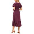 thumbnail image 3 of INSPIRE CHIC Women's Summer Dresses Casual Flutter Short Sleeve Scoop Neck Tiered Flowy Sundress Tie Waist Long Maxi Dress XL Wine Red, 3 of 6