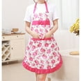 thumbnail image 5 of Kitchen Apron Bowknot Floral Print Polyester Restaurant Home Cooking Pocket Work Clothes/ Apron Rose Red, 5 of 7