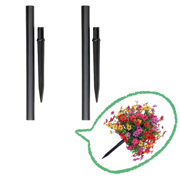4PCS 5.3" Ground Stake with 7.9" Pole, Outdoor Solar Light Stake Replacement, Plastic Garden Stake for LED String Lights, Holiday Christmas Patio Yard Decorations (Bl