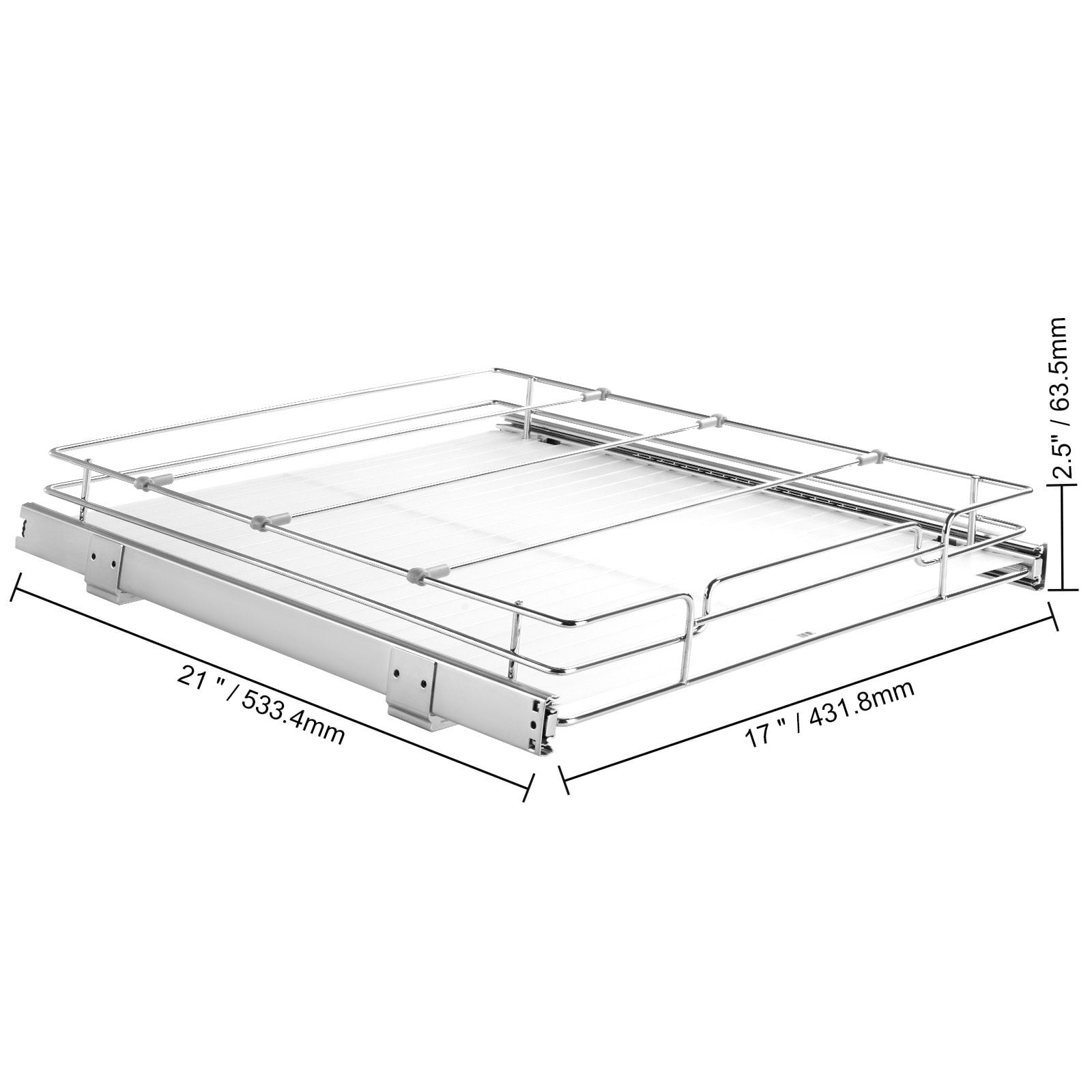 Heavy Duty Pull Out Cabinet Organizer 18.5"x21"x3.5",Slide Out Pantry Shelves,Steel Roll Out Drawers for Under Sink Storage,Fits 20"x22"x7" Cabinets