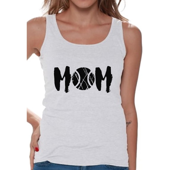 Awkward Styles Women's Tennis MOM Graphic Tank Tops Black Sport Mom's Gift Mother's Day