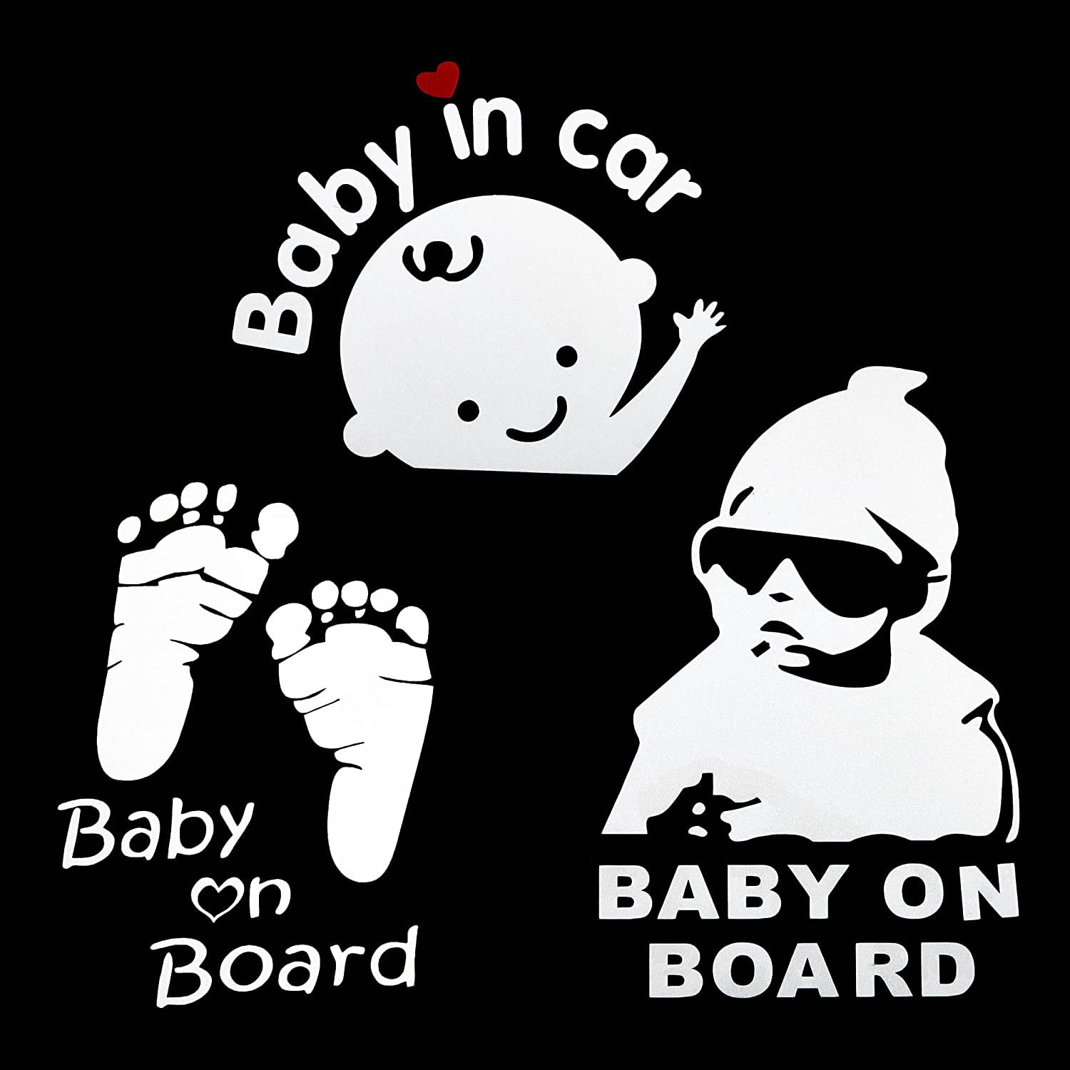 Caution Decals Reflective Kids Safety Warning Sticker Marks for Driver Heat Resistant Long Lasting Baby on Board Sign for Car Waterproof-Colorful 