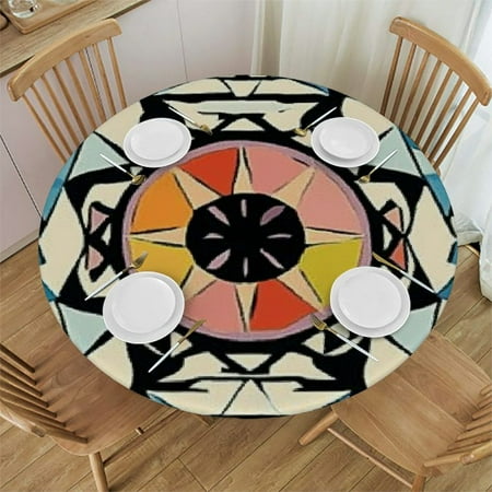 

Ullo0ord Dark Retro Flowers Texture Elastic Edge Round Tablecloth Fitted Table Cover for Round Tables Ideal for Picnic Patio Fits Tables 54 -58