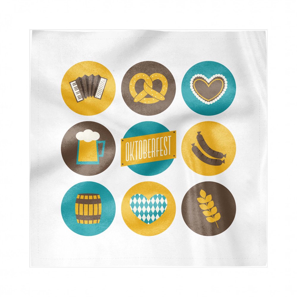 German Napkins Set of 4, Bavarian Oktoberfest Themed Pretzel Beer and