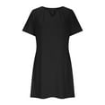 thumbnail image 4 of Cagogo Womens Summer Flowy A Line Swing Short Mini T Shirt Sundress Beach Dresses Under $5 Plus Size Short Sleeve Pleated Crewneck Keyhole Bohemian Black Funaral Dresses, 4 of 6