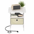 thumbnail image 4 of Furinno Andrey Side Table, Charging Station End Table with Storage Bin, Night Stand, Bedside Table with USB and Type-C Charging Port, for Living Room, Bedroom, Light Marble/Ivory, 4 of 5