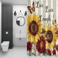 thumbnail image 4 of Sunflower Butterfly Shower Curtain for Bathroom Decor, Yellow Red Floral Waterproof Fabric Shower Curtain, 72"x78" Set with 12 Hooks, 4 of 9