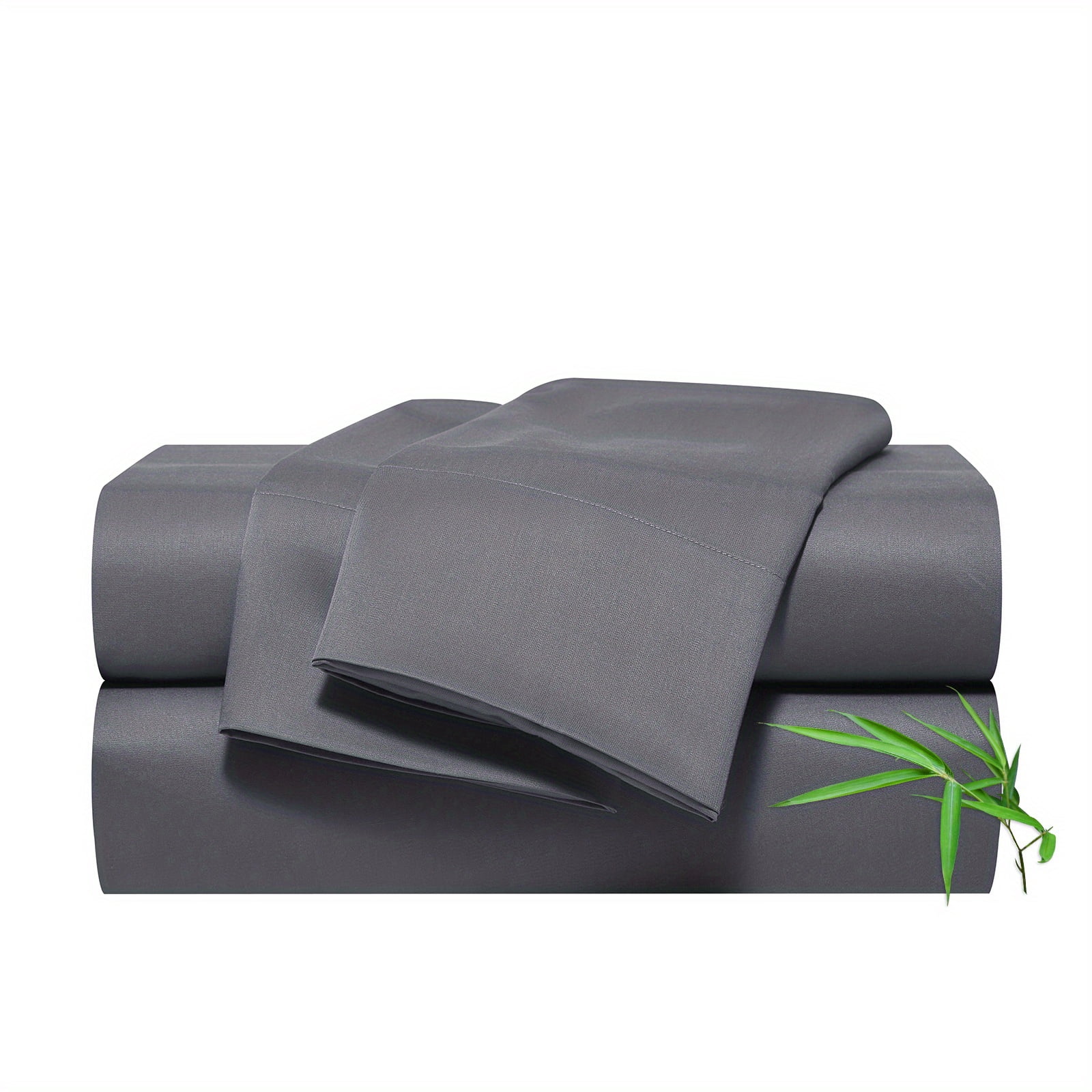 King Sheets Set Rayon Derived from Bamboo, 4-Piece Luxury Bedding Sheet & Pillowcase Sets, Cooling Sheets, Silky Soft and Breathable, 18"-24" Deep Pocket (Dark Grey)