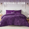 thumbnail image 3 of Regency Heights King/Cal King Size Comforter Sets, Velvet Bedding Comforter Set for All Seasons, Purple Bedding Set with Decor Pillow, 4-Piece, 3 of 10