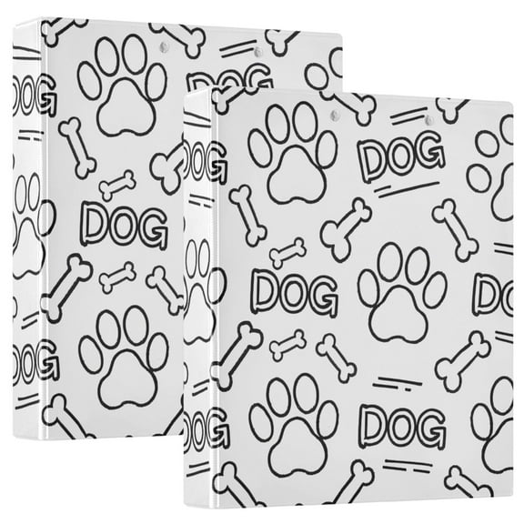 ALAZA Cute Dog Paw Print Hardcover 3 Ring Binder 1.5" Round Rings Interior Pockets Binders Organizer 2 Pack