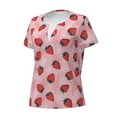 thumbnail image 2 of Naloa Strawberries Print T-Shirts Short Sleeve V Neck Tees for Women Fashion Tops Trendy Lightweight Soft Casual Summer Outfits Clothes, 2 of 5