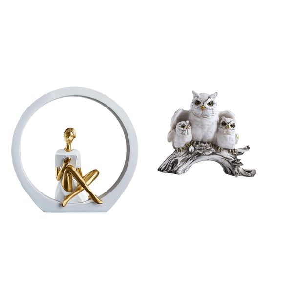 Estatua de niña,Estatuas de mujeres y niñas,figuritas decorativas elegantes,Escultura de arte abstracto,regalo creativo y moderno para el hogar.,Figuras de búho,Figuras de búho,animales