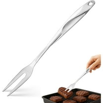 14.6" Stainless Steel Carving Fork for Meat, 2-Prong Serving & Grilling Fork with Hanging Hole, Hollow Handle for Better Heat Reduction, Kitchen Utensil for Cooking & Serving