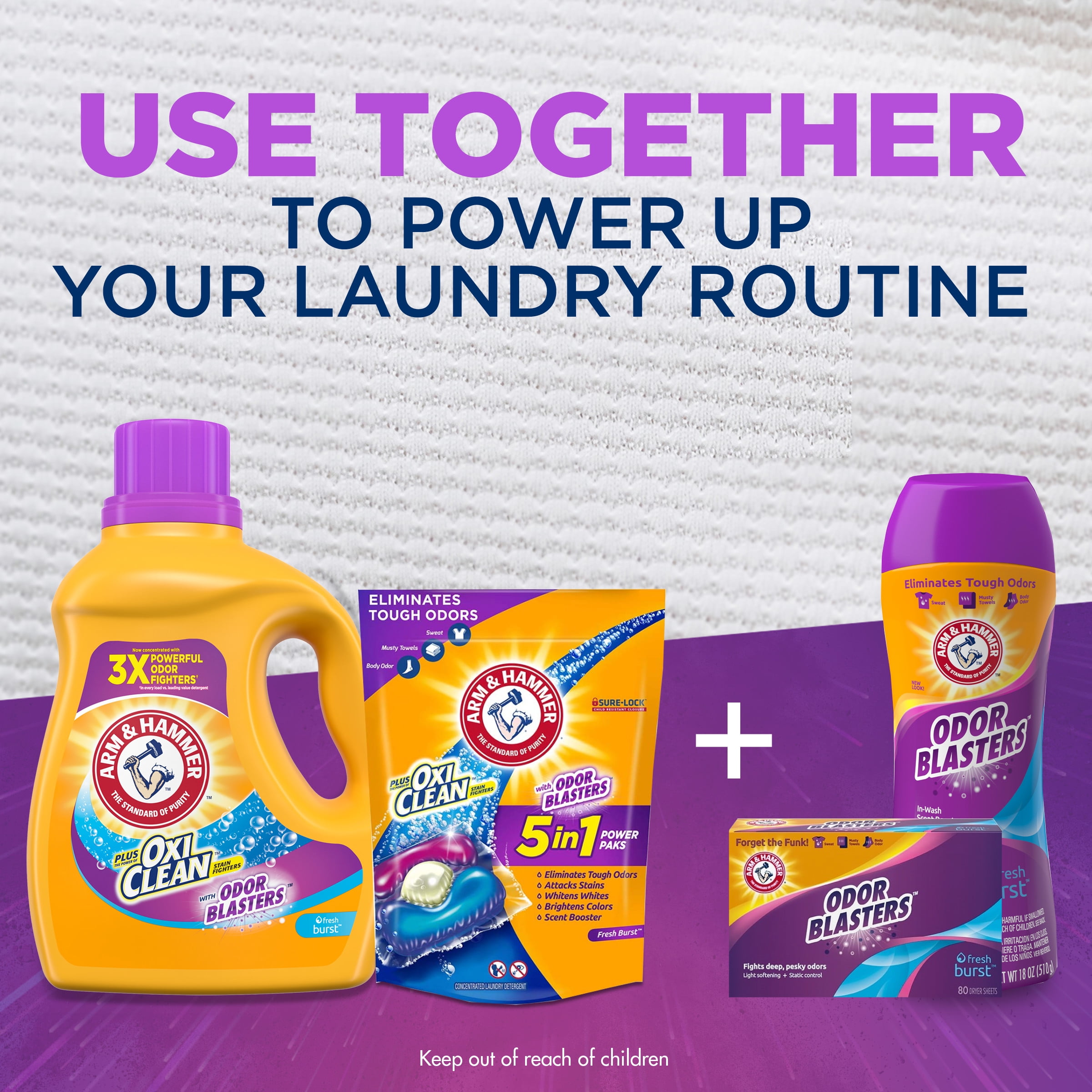 Arm & Hammer Plus OxiClean Odor Blasters Fresh Burst, 106 Loads Liquid Laundry Detergent, 138 Fl oz