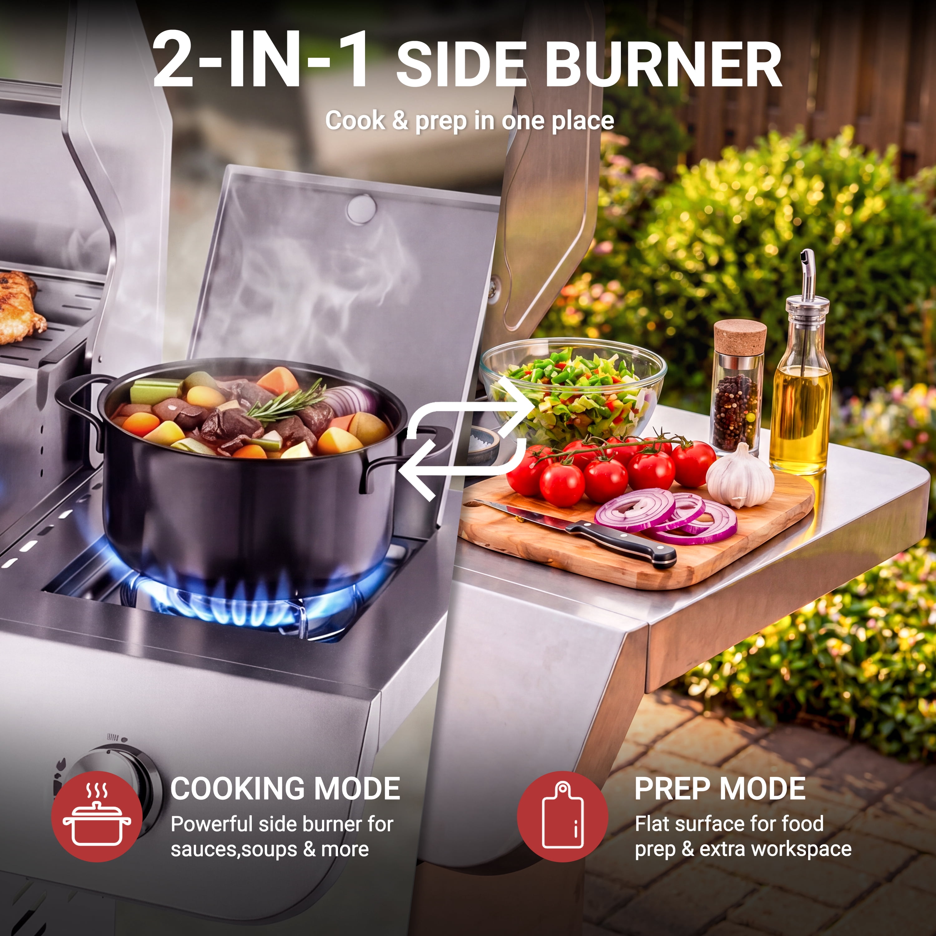 Segmart 4-Burner Propane Gas Grill and Griddle Combo with Side