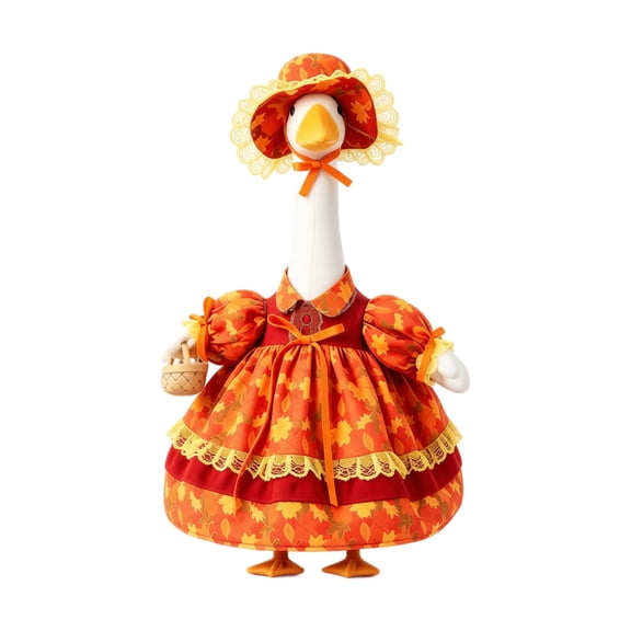 Porch Goose Outfit Thanksgiving Fall Maple Leaf Style Holiday Dress for Front Porch Lawn and Garden Decor 1 Piece Set