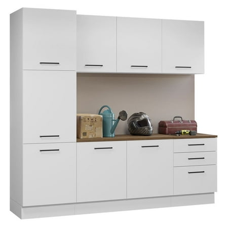 Madesa Garage Storage Cabinet Set with 8 Doors and 3 Drawers Modular Unit - White