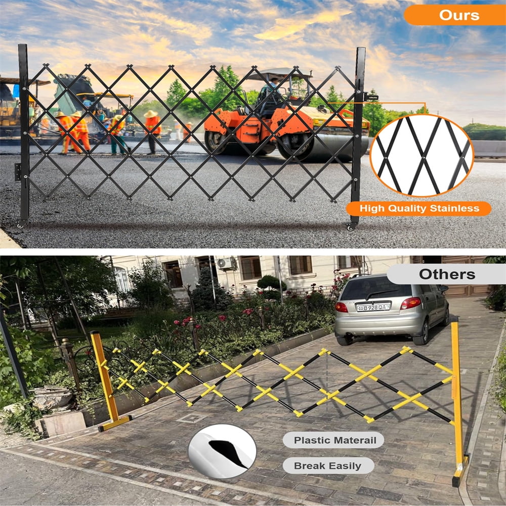Single Folding Security Gate, Flexible Expanding Security Gate, Folding Driveway Door Gate, Aluminum Security Gate, 360°Rolling Barricade Gate, Scissor Gate or Door, Black