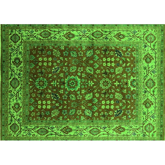 Ahgly Company Indoor Rectangle Oriental Green Traditional Area Rugs, 5' x 8'