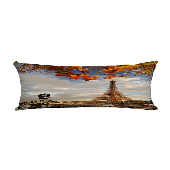 ECZJNT Eiffel Tower with autumn leaves in Paris France Pillow Cover Body Pillowcase Pillow Protector 20x60 Inch