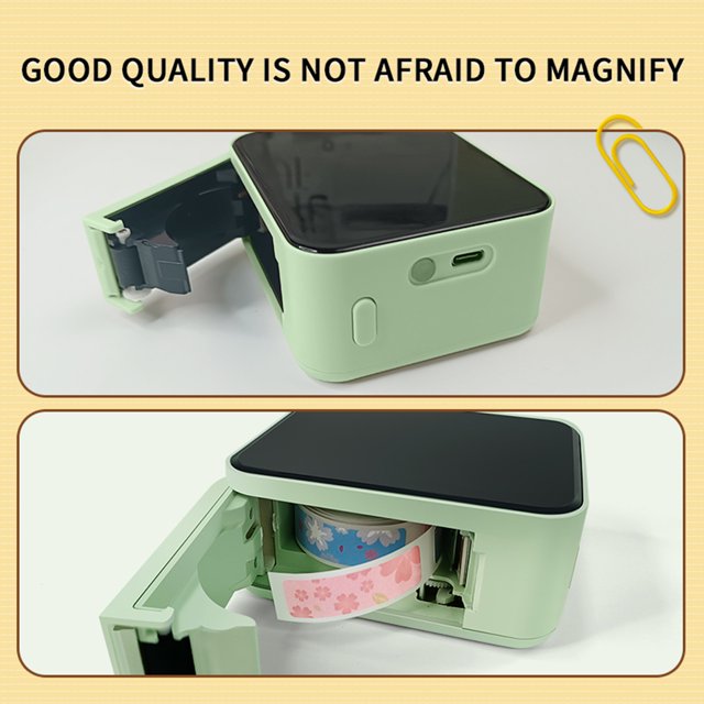 Impresora De Etiquetas Mini impresora de etiquetas, etiquetadora adhesiva DIY para uso doméstico (verde + 1 rollo de papel de etiquetas) Likrtyny Para estrenar